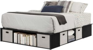 Platform bed with storage and baskets