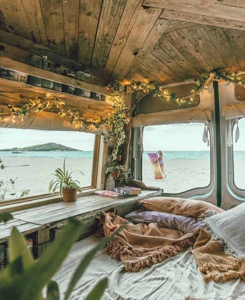 rustic van on Euro road trip