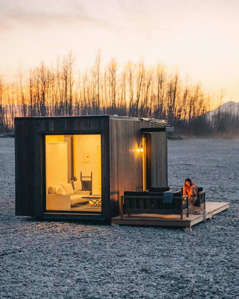 off grid tiny house on a beach