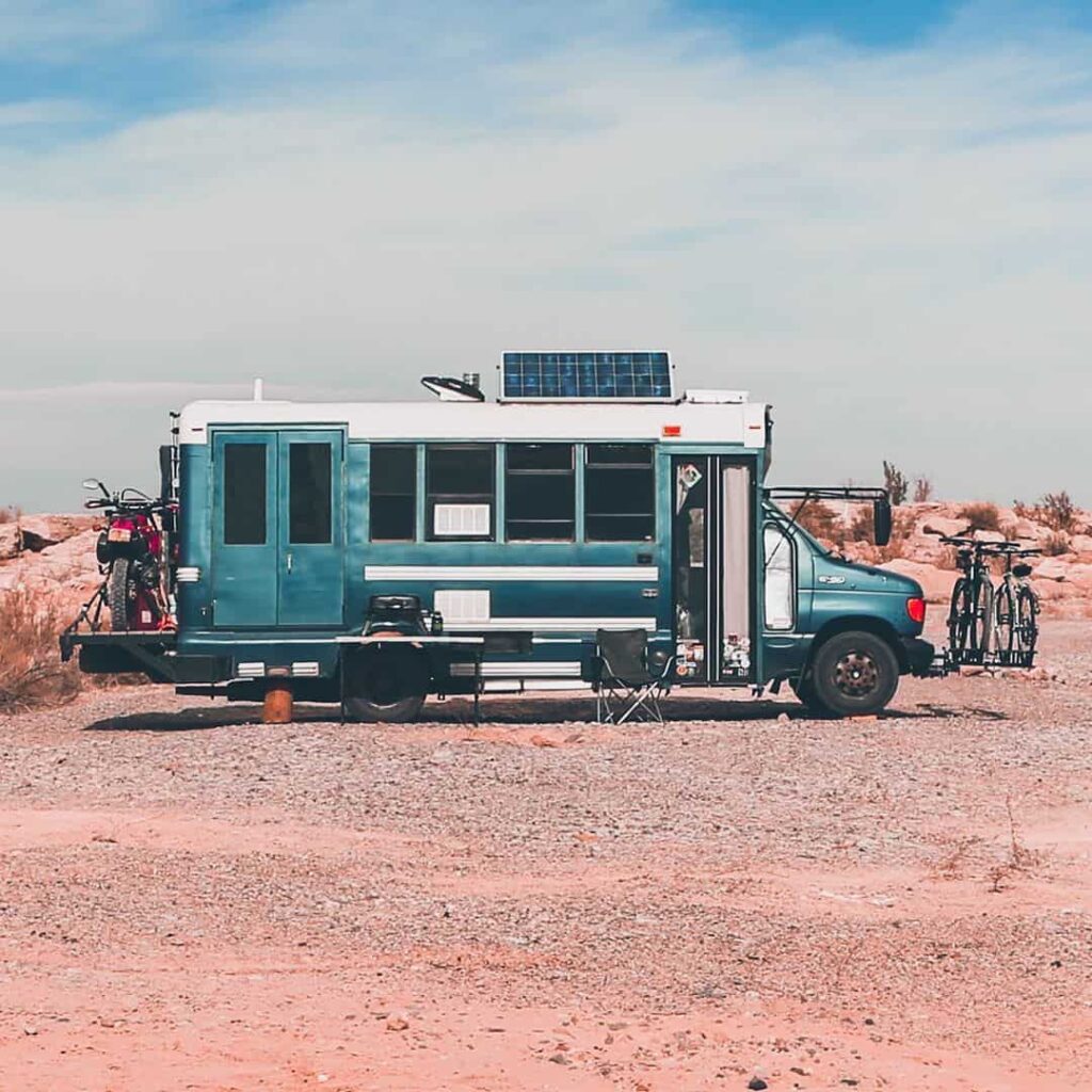 converted tiny house bus for outdoor adventure