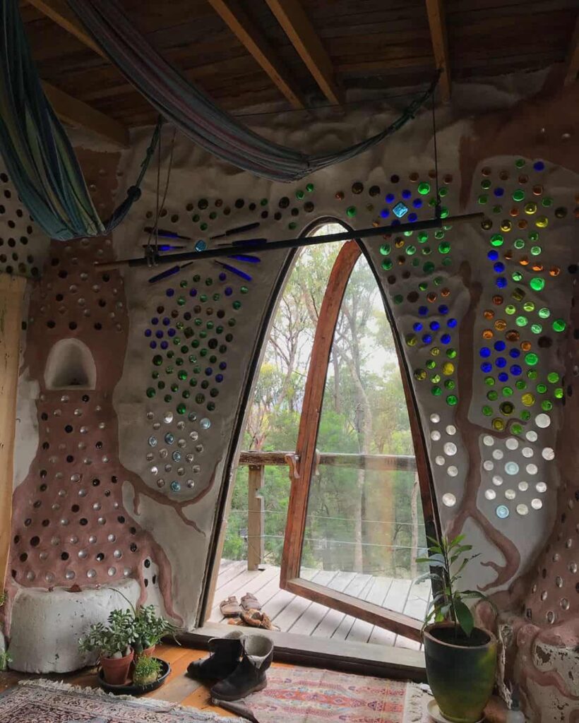 earthship tiny home made with water bottles