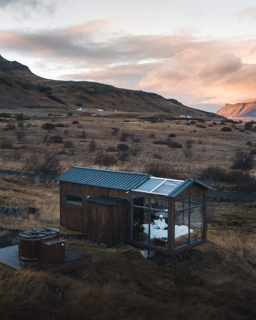 Glass tiny home in Iceland