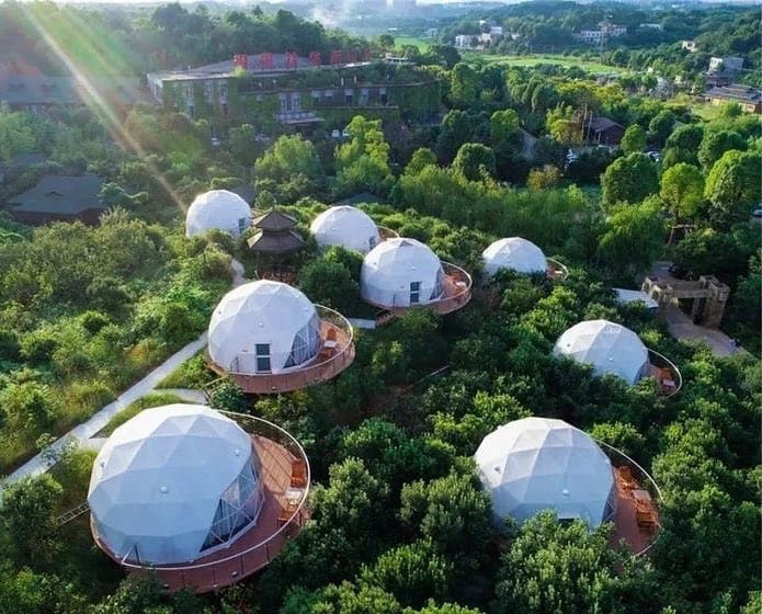 tiny house community geodesic domes