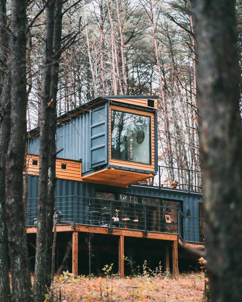 shipping container tiny home with multiple levels