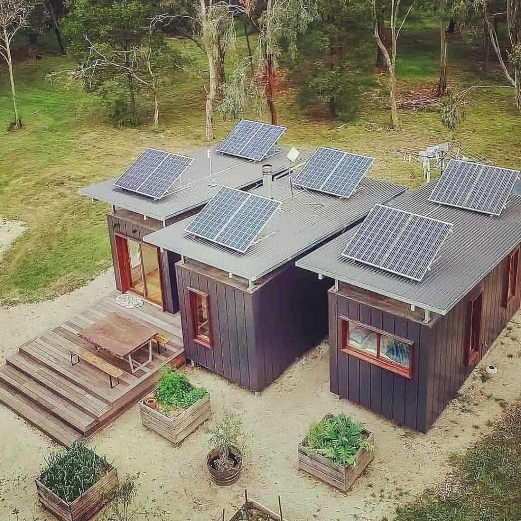 sustainable tiny home with solar panels