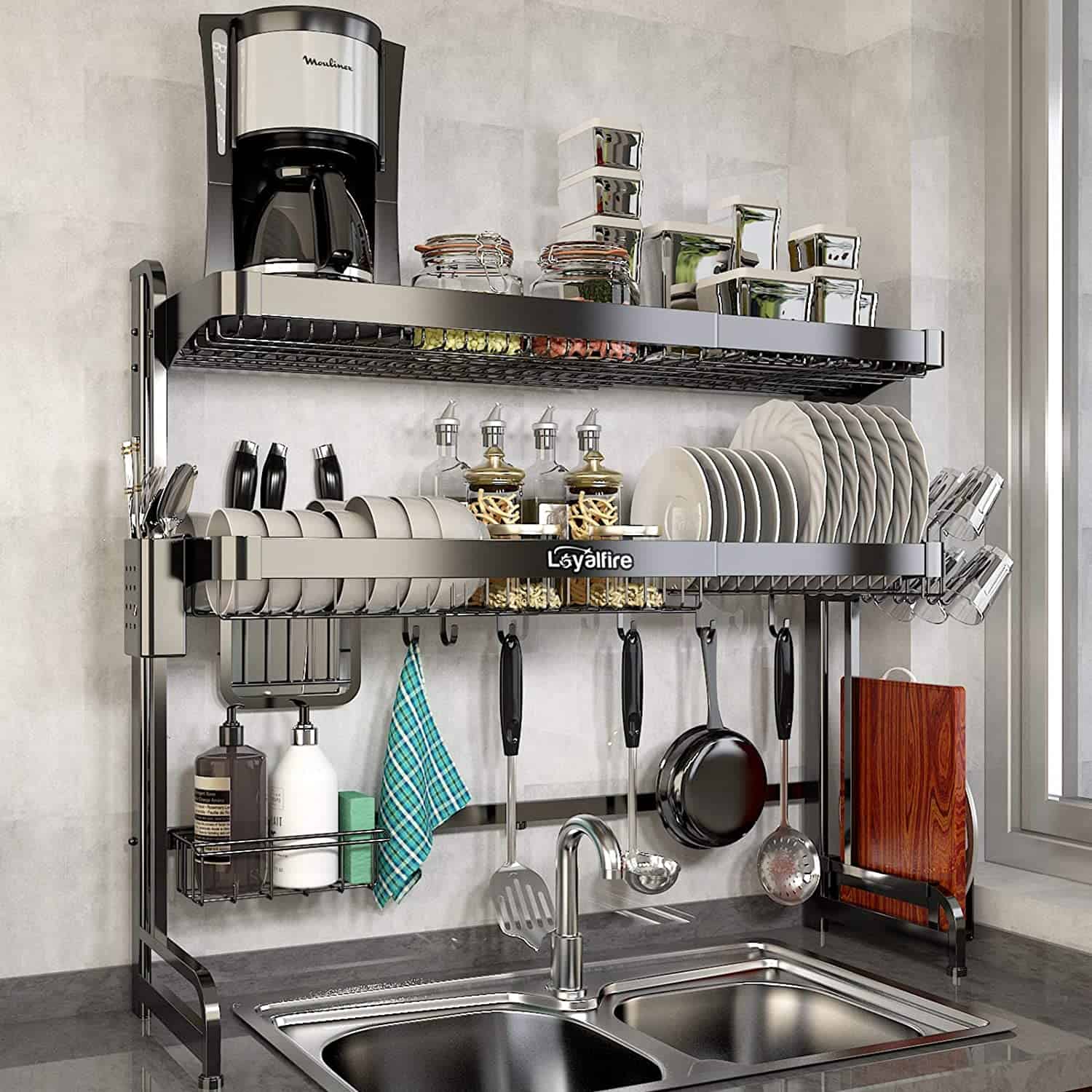 Supfirm 2-Tier Wall Mounted Stainless Steel Dish Drying Rack