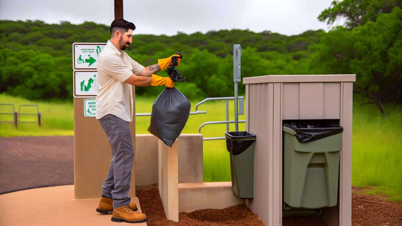 Disposing of solid waste from a composting toilet
